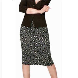 Loft gray black leopard print pencil skirt